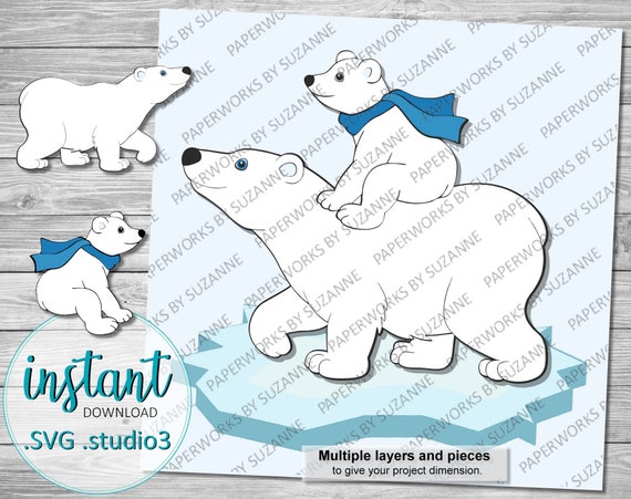 Download Mom And Baby Polar Bear Svg Studio3 Gsp For Silhouette Etsy