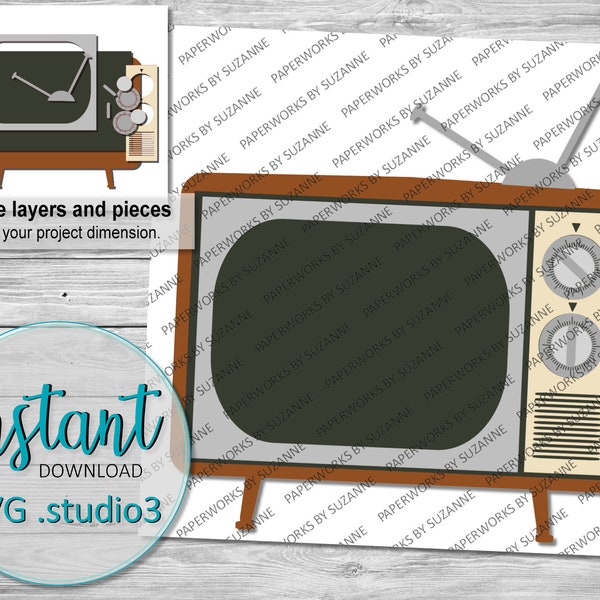 Old TV / Television .SVG .Studio3 .GSP for Silhouette, Cricut and other machines