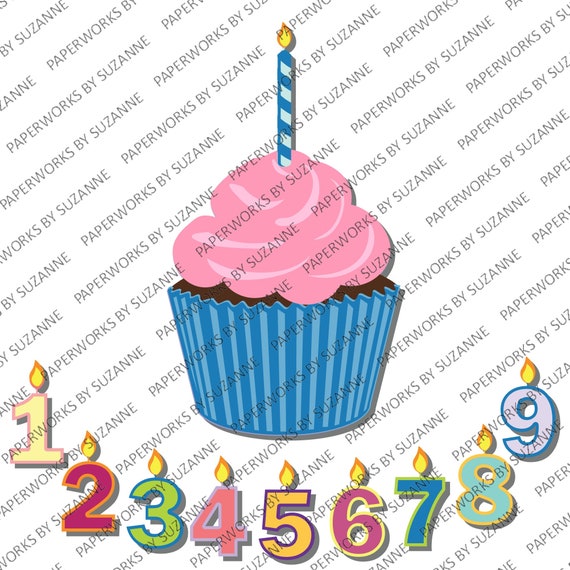 Birthday Cupcake Birthday Candle And Numbered Candles Svg Etsy