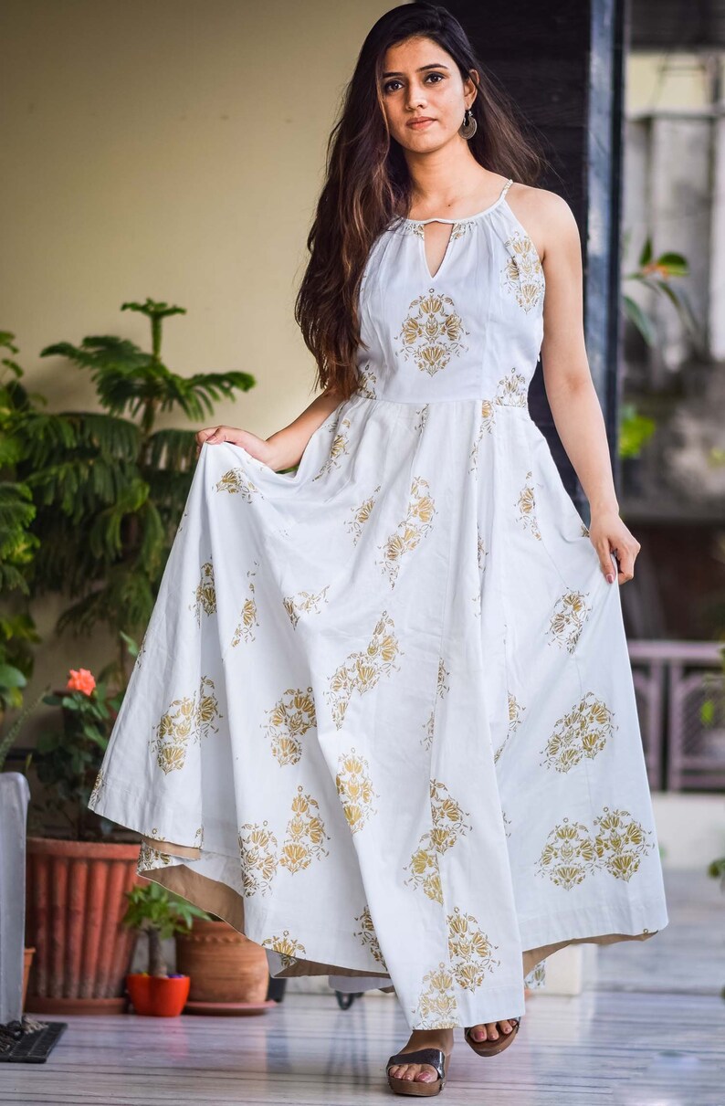 white long anarkali dress