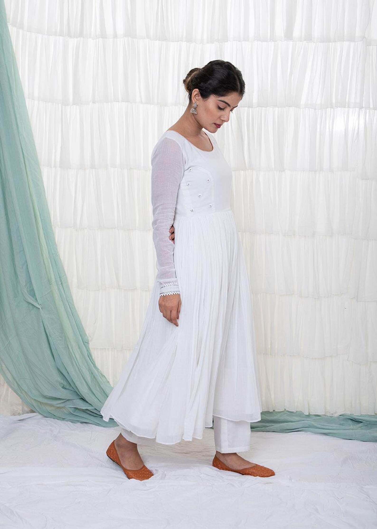 White Anarkali Dress set with Dupatta / white anarkali / white Etsy