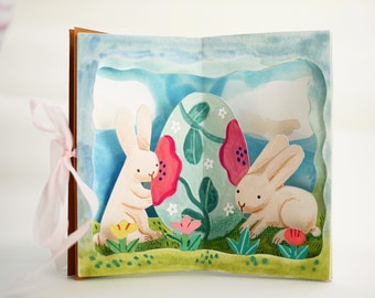 Spring Easter Pop-Up Book Template: Hand-Painted Carousel DIY (Digital Download)