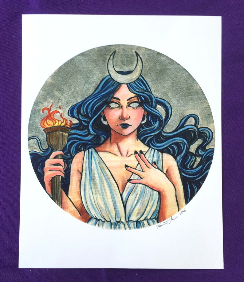 Selene déesse grecque de la peinture de la lune. Imprimer. Etsy
