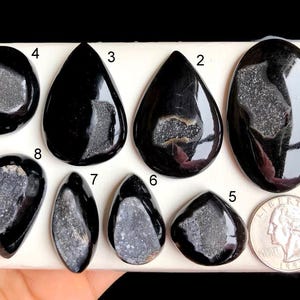 SELECTED Black Window Druzy Cabochon, genezende halfedelsteen voor het maken van armbanden, geweldige vorm en designer mooie Druzy LOT-H7