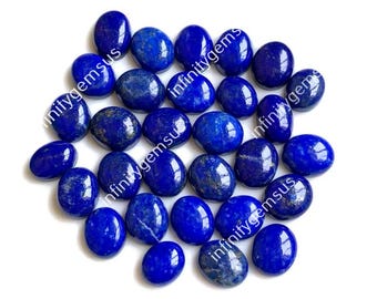 10 x 12 mm Cabochon di pietra preziosa di lapislazzuli, forma ovale (6) pezzi Confezione di pietra preziosa di lapislazzuli per la creazione di gioielli, pietra pendente di lapislazzuli