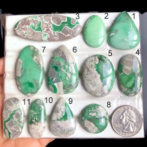 Cabochon de variscite sélectionné, pierre semi-précieuse naturelle pour la fabrication de bijoux, cristal de variscite, article cadeau, pierre précieuse en vrac LOT-A90