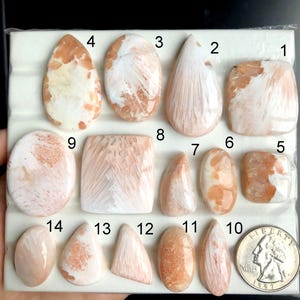 SELECTED Pink Scolecite Cabochons, Natural Semi Precious Gemstone For Jewelry Making, Scolecite  Loose Gemstone Jewelry LOT-A249