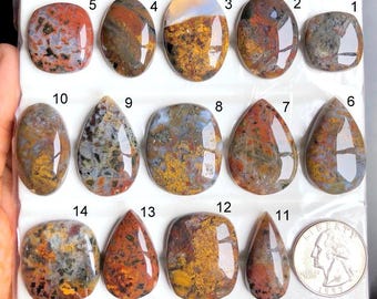 UTVALD OCEANJASPIS-CABOCHON FÖR DESIGNERSMYCKEN, ÄDELSTENSMYCKEN, HANDGJORT SMINK, LÖSA ÄDELSTEN LOT-A17