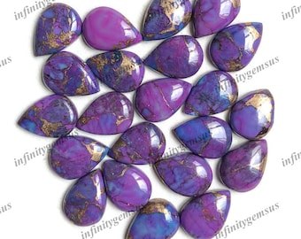 Roxo mojave cobre turquesa 10x14mm pêra cabochão, mojave cobre turquesa pedra preciosa artesanal uso para fazer colar