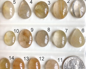 Cabochon di rutilo dorato selezionato, gemma semipreziosa naturale per la creazione di gioielli, lotto di ciondoli in rutilo sfuso per gioielli -927