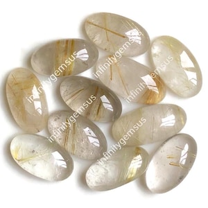 Gouden rutiel 10 x 18 mm ovale cabochon, gekalibreerde halfedelsteen 10 stuks Veel gebruik voor sieraden Cadeau voor haar, kerstuitverkoop
