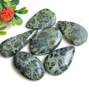 Cabochon in diaspro Kambaba da 26 x 35 mm circa, forma e dimensione miste, 6 pezzi come da immagine, pendenti in diaspro di qualità AAA+, regalo per lui 84529