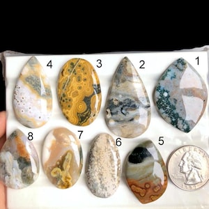 Cabochon en jaspe océan sélectionné, pierre semi-précieuse naturelle pour la fabrication de bijoux, pierre précieuse en vrac, pierre de naissance LOT-A186