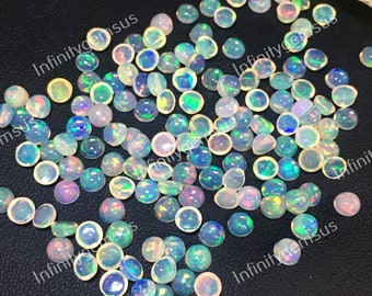 Bellissimo cabochon di opale di fuoco etiope da 4 mm, cabochon rotondo di opale di fuoco, cabochon di opale di fuoco etiope di qualità AAAA, opale di fuoco di prima qualità per anello