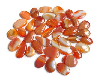 Amazing Orange Banded Agate Cabochon Wholesale Lot By Weight With Different Shapes And Sizes Used For Jewelry Making and craft supply