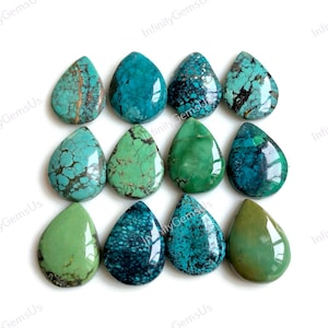 Cabochon turchese 12 x 16 mm a forma di pera, lotto da 10 pezzi, collane e braccialetti di gioielli in turchese naturale, fornitura di gioielli in stile sud-ovest