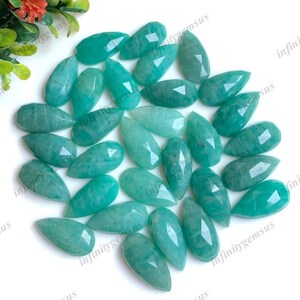 10 pezzi di pietra preziosa taglio rosa amazzonite, 20 x 10 mm a forma di pera con pietra preziosa a fondo piatto, lotto di amazzonite per la creazione di gioielli, pietra preziosa curativa