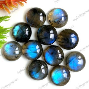 14 mm runder Labradorit Cabochon 5er Pack, gefeierte Größe, Heilstein für Schmuck, Schutzkristall, Labradorit Edelstein