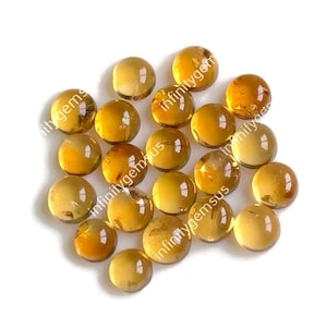 Natural Citrine Quartz Cabochon, 4mm Round 10pcs Pack, Semi Precious Gemstone Use For Jewelry Making, Round Cut Citrine Gemstone, Loose Gems