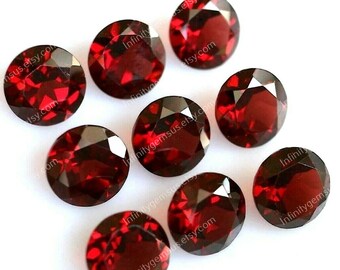 AAA+ Natural Quality Mozambique Garnet Faceted Round Shape Gemstone 4mm, 5mm, Semi Precious Gemstone, Natural Red Garnet Stone for jewelry