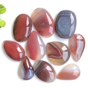 Cabochon en agate du Botswana rouge, 17 x 22 mm, formes et tailles variées environ, lot de 10 pièces identiques à la photo, pierres précieuses non serties, bijoux en agate 84627