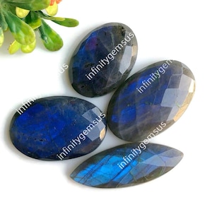 Blauwe flitsende labradoriet gefacetteerde roos geslepen edelsteen, 23-30 mm gemengde vorm, ongeveer 4-delig voor sieraden, healing cabs, geboortesteen edelsteen, 84505