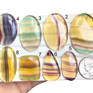 Cabochon di fluorite selezionati, pietre lucidate a mano, buona qualità, cristallo di protezione, cristallo curativo, colore giallo e viola liscio, LOT-G1