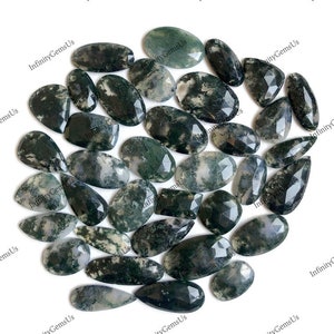Cabochão facetado de ágata verde musgo natural, lote por atacado por peso com diferentes formas e tamanhos para fazer joias, faça você mesmo,