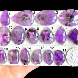 Hermoso cabujón de amatista trapiche seleccionado, piedra semipreciosa natural para hacer anillos, piedras de amatista lisas y pulidas, lote de 4