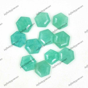 Amazoniet zeshoekige vorm stap gesneden edelsteen, 10st veel hoog gepolijste losse edelsteen voor sieraden maken, meditatie kristal geboortesteen sieraden