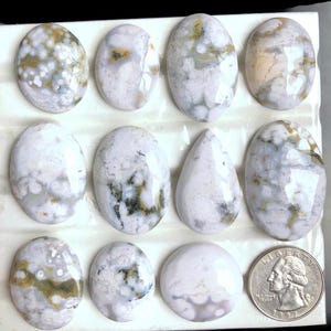 Cabochon en jaspe océan blanc SÉLECTIONNÉ, pierre semi-précieuse naturelle pour la fabrication de bijoux, cristal de jaspe, pierre précieuse de jaspe pour la fabrication de pendentif LOT-A73