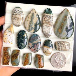 SELECTED oceaanjaspis cabochon, natuurlijke halfedelsteen, zuidwesten handgemaakte ambachtelijke ontwerpen sieraden, jaspis hanger LOT-A41