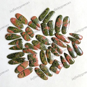 Natürliche Unakit Jaspis Paar Edelstein Cabochon, hochglanzpolierter Cabochon loser Edelstein für DIY Schmuckherstellung DIY und Bastelbedarf.
