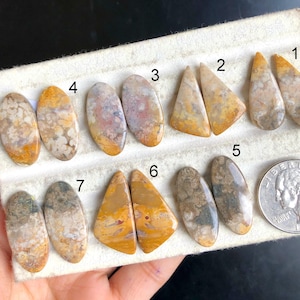 SLEECTED Orecchini in agata di radice di palma, pietra preziosa naturale in agata di radice di palma per la creazione di gioielli, orecchini fai da te, coppie per orecchini LOT-M3