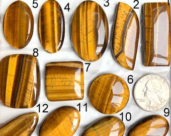 Cabochon di occhio di tigre giallo selezionato, pietra semipreziosa naturale per la creazione di gioielli, gioielli in cristallo di occhio di tigre, pietra portafortuna LOTTO-372