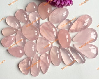 Lotto all'ingrosso di cabochon di quarzo rosa naturale di alta qualità, forme e dimensioni miste, splendidi cabochon di quarzo rosa naturale per gioielli e artigianato