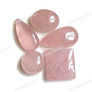Rosenquarz Cabochon ca.15-27 mm, Mix Formen und Größen 5 Stück Lot gleichen wie Bild, Healing Crystal Schmuck 84139