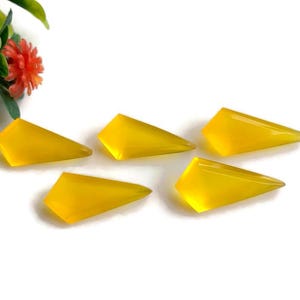 Gele onyx gefacetteerde edelsteen, 10 x 20 mm stropdas vliegervorm 10 stuks, GEFEESTTE stapgeslepen gele kleur onyx, helende edelsteen voor sieraden