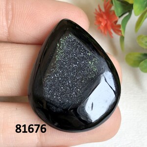 Cabochon druzy à fenêtre noire, pierre semi-précieuse naturelle pour la fabrication de bijoux, cabochon fait main, cristal d'énergie
