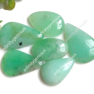 Cabochons en chrysoprase, 21 x 26 mm, formes et tailles variées environ, paquet de 6 avec dos plat pour la fabrication de bijoux, pierres précieuses faites main, 84553