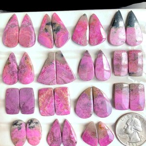 Par de pendientes de calcita de copaltona seleccionados, cabujón, piedra semipreciosa para joyería, pendientes de piedra natural, piedra de nacimiento