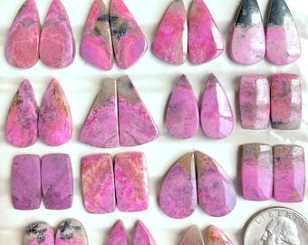 SELECTED Copaltoan calciet oorbellen paar cabochon, halfedelsteen voor het maken van sieraden, natuurlijke edelsteenoorbellen geboortesteen