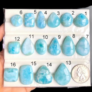 Cabujón de larimar seleccionado, piedra preciosa de larimar cielo de primera calidad para la fabricación de anillos, estilo suroeste y diseños artesanales LOT-A34