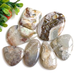 Cabochon van Crazy Lace-agaat, 23 x 37 mm, gemengde vorm, ca. 7-delig met platte edelsteen, agaatsieraden, draadgewikkelde hanger, losse edelstenen 84535