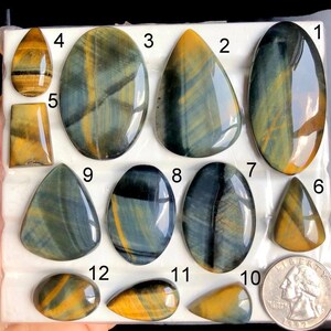 SELECTED Multi tijgeroog cabochon, natuurlijke halfedelsteen voor het maken van sieraden, glad gepolijst tijgeroogkristal, cadeau voor haar