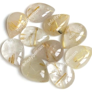 Gouden rutiel cabochon peervorm 13 x 18 mm 10 stuks veel gekalibreerde halfedelstenen helende edelsteen voor het maken van hangers, beschermingskristal