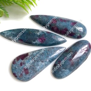 Cabujón de cianita rubí de la mejor calidad, 31 x 44 mm aproximadamente, formas y tamaños variados, lote de 4 piezas como en la imagen, piedra preciosa semipreciosa para joyería 84552