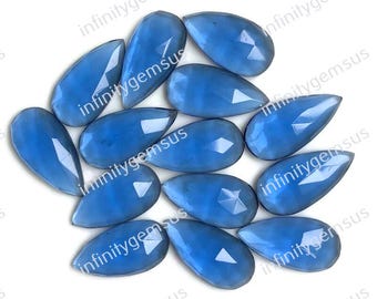 Tanzaniet edelsteen 10 x 20 mm, peervormig, gekalibreerd, set van 10 stuks, roosgeslepen tanzaniet met platte achterkant, helende edelsteen voor het maken van sieraden en gefacetteerde ringen.