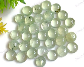 Prehnit Cabochons 6 mm Rund Ädelsten, Kalibrerad Prehnit 10-pack Lös Ädelsten För Smyckestillverkning, Prehnit Cabochonsmycken