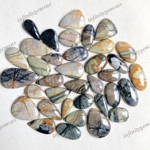 Lote atacado de cabochão de pedras preciosas Picasso Jasper de melhor qualidade, formas e tamanhos misturados, melhor jaspe Picasso natural para fazer joias DIY.